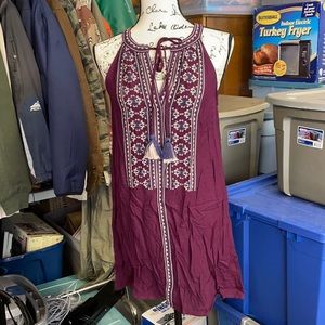 Blue Pair Fracesca’s purple embroidered dress